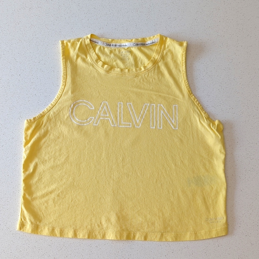 3/$15 Calvin Klein Performance Crop Yellow Tank Top